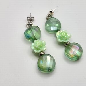 Chic Green Floral Earrings